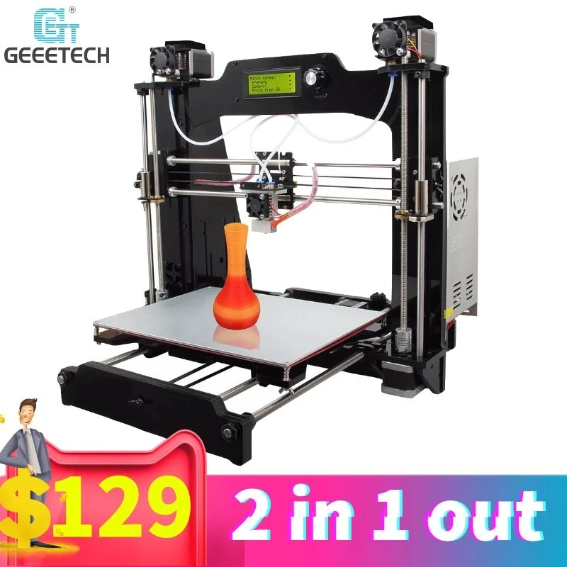 Geeetech Prusa I3 M201 3D принтеры 2 в 1 вне экструдер акриловая рамка Reprap рукоделие принт