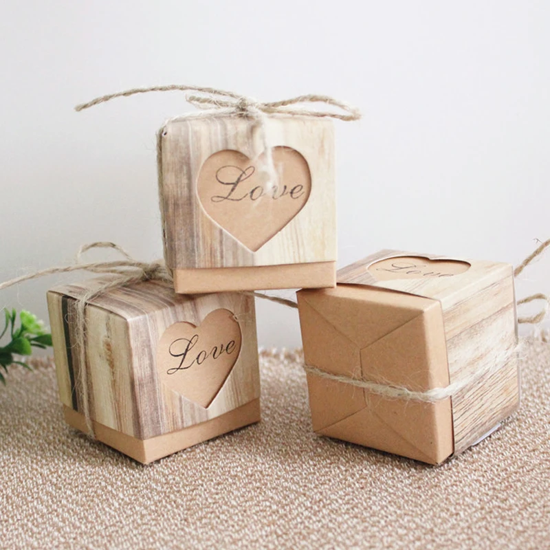 10 шт. подарочные коробки из крафт бумаги коробка для конфет свадебные сувениры