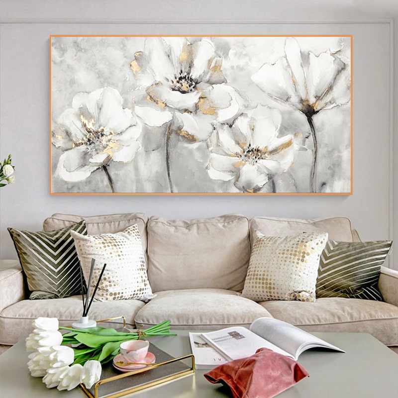 Домашний плакат печать на холсте картина с белыми и золотыми современными
