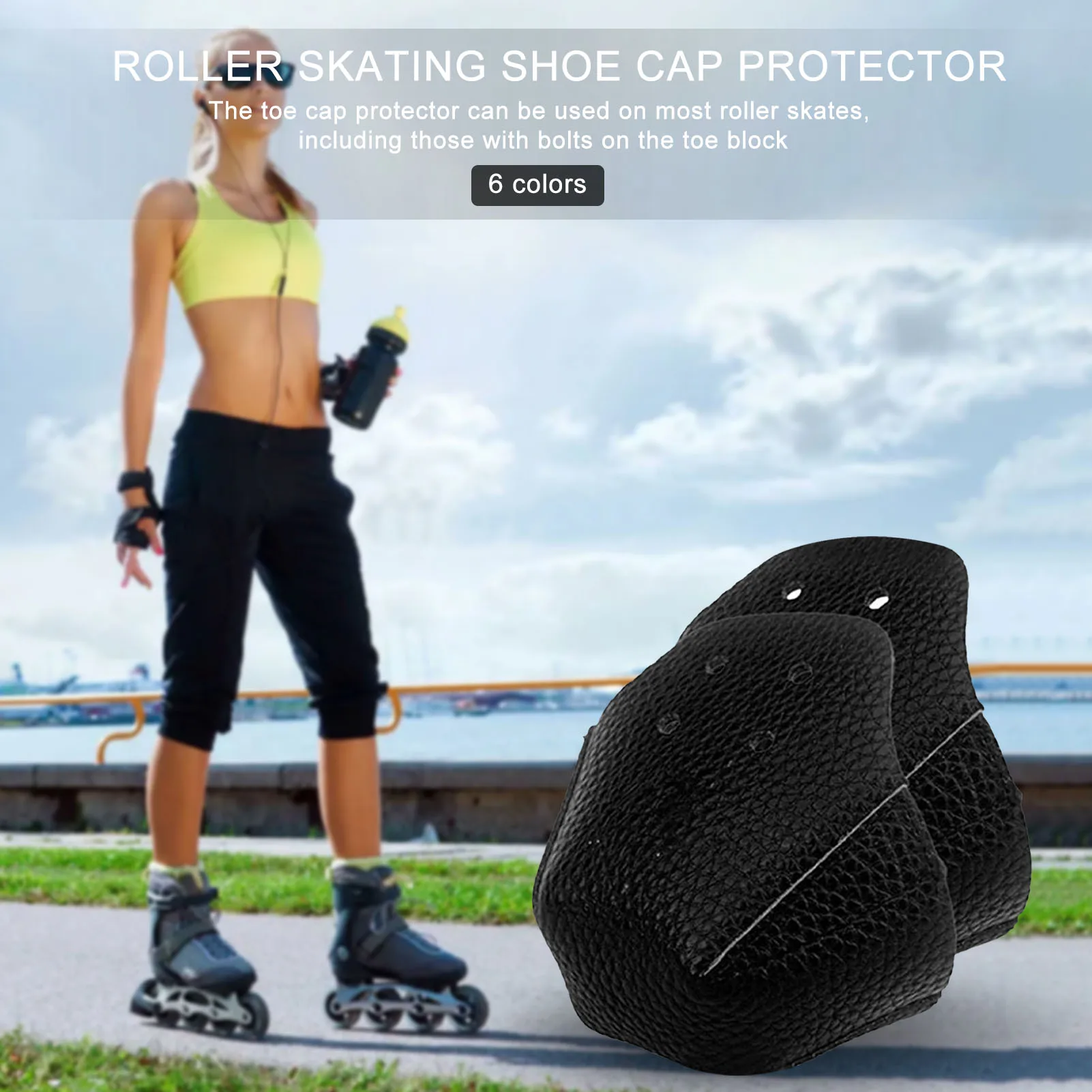 

Toe Cap Guards Protectors PU Leather Roller Skate Toe Cap Protectors With 4 Holes For Roller Skate Outdoor Training Gym