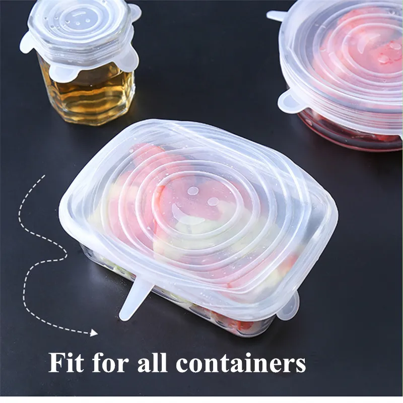 Универсальные силиконовые крышки 6 шт./компл. растягивающаяся крышка всасывания