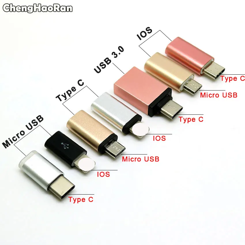 Переходник ChengHaoRan с Micro USB на для iPhone X 8 7 6 Plus Type C/IOS адаптер Samsung S8 Xiaomi 9 Letv | Мобильные