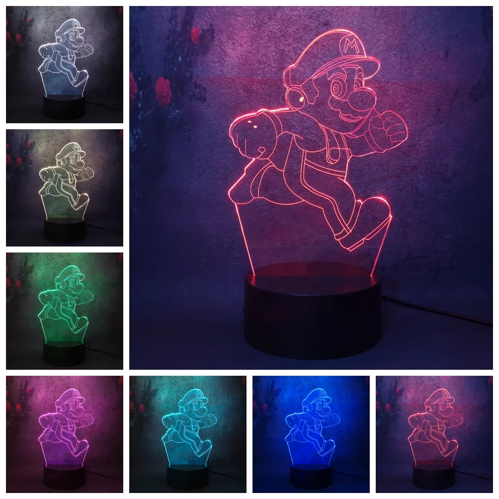 2020 мультфильм 3D LED ночник Лава Горячая игра Аниме Супер Марио подарок для ребенка