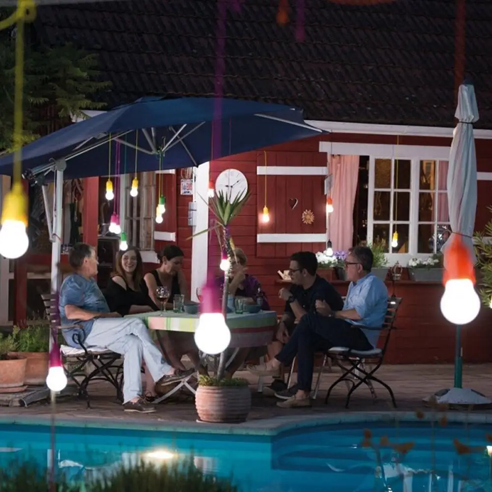 

Durable Pull Cord Bulb Wear-resistant Outdoor LED Hanging Light Bulb Battery Powered Colorful Garden Pull Cord Bulbs