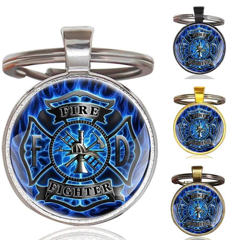 Classic Handmade Fire Rescue Glass Dome Metal Keychains Unique Men Women Key Rings Jewelry Gifts | Украшения и аксессуары