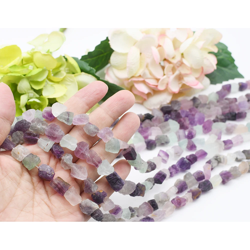 

9-11x13-15mm Natural Colotful Fluorite rectangle Rough Original stone Beads For DIY necklace bracelet jewelry 15 "free delivery
