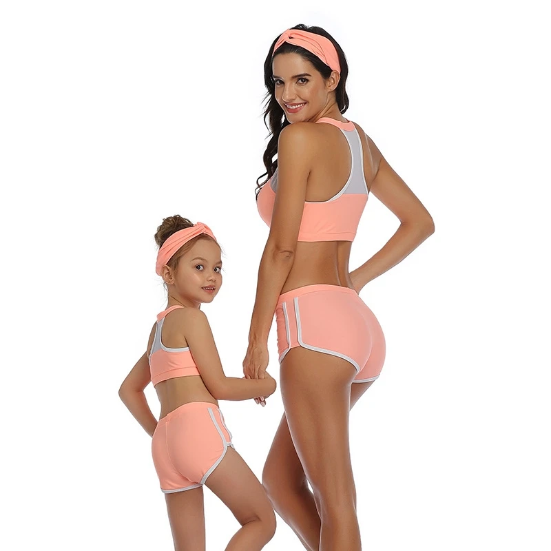 

Sports Parent-child Swimsuit Leopard Swimwear for Women Girl Mother Daughter Bikini Two-Piece Suits Summer Beach Wear