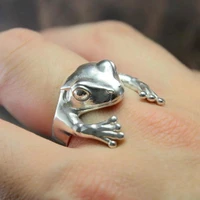 fashion vintage hug frog opening rings for women metal wrap wedding animal adjustable ring men grilfriend party gifts wholesale