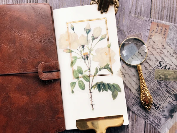 40 шт. 2019 винтажная веленевая писчая бумага большой цветок наклейка с