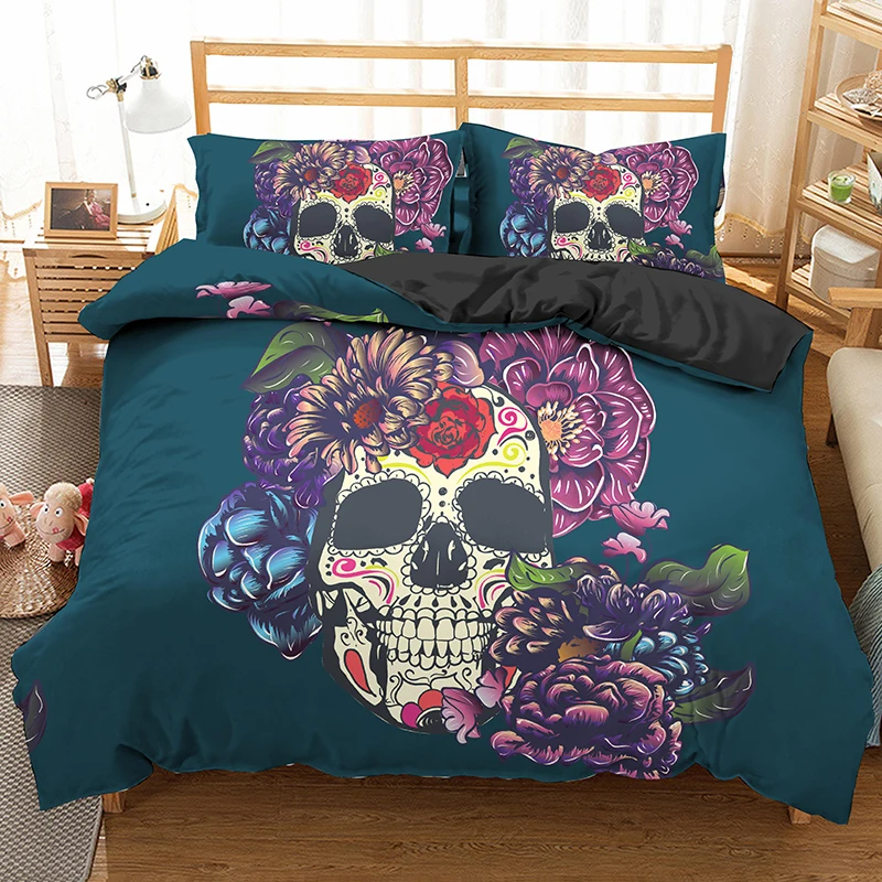 

3D Skull Bedding Set Single Twin Queen King Size Duvet Cover 2 sp 220 x240 160x200 Home Textiles Bedclothes