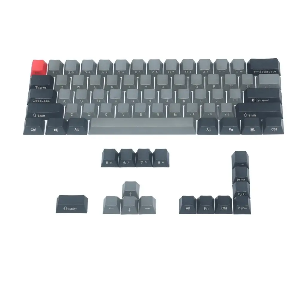

Keycaps 60 Percent PBT Side Print Cherry MX Key Caps for US-ANSI Layout 61 68 60% MX Switches Mechanical Keyboard(Black Gray)