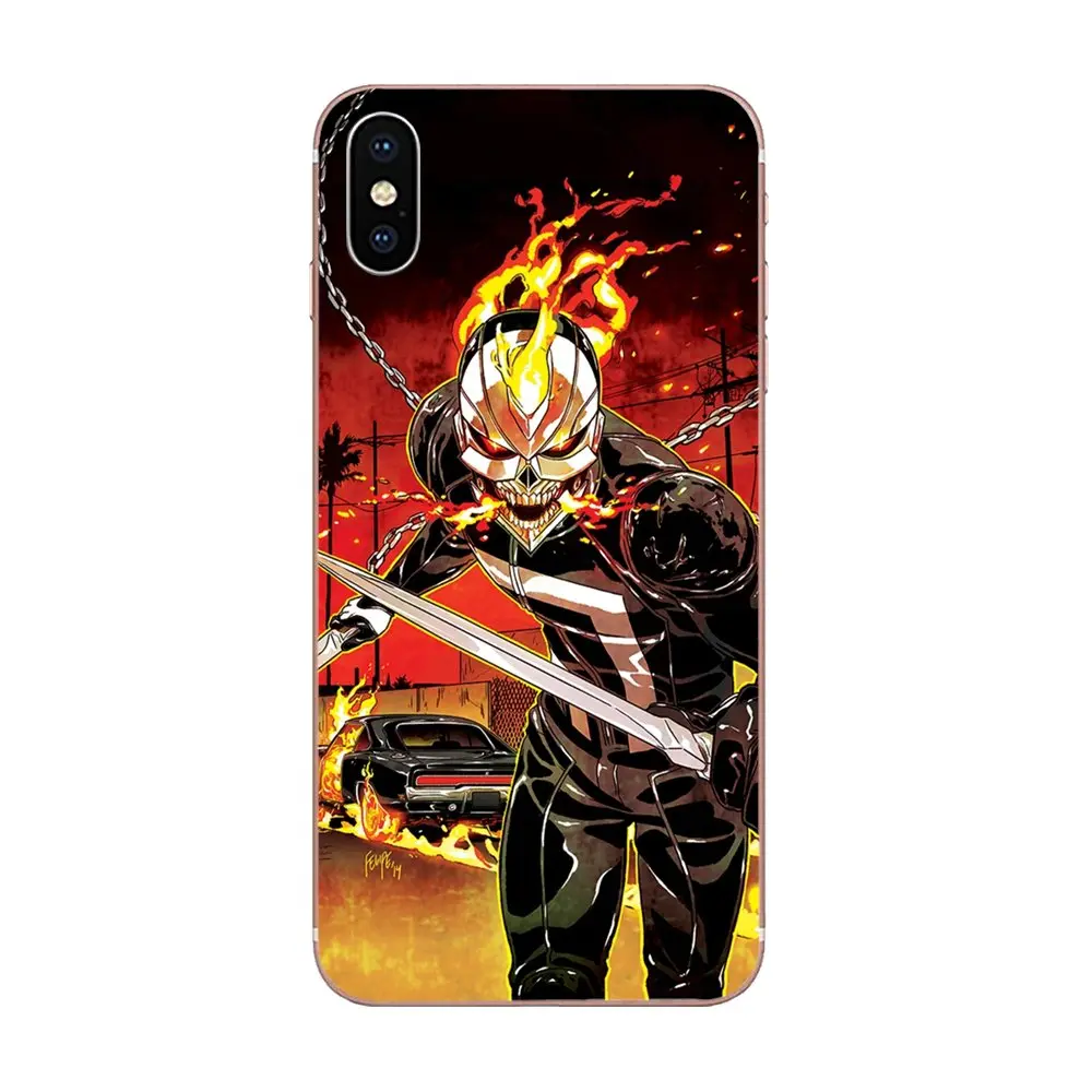Transparent TPU Cover Bag For Galaxy Grand A3 A5 A7 A8 A9 A9S On5 On7 Plus Pro Star 2015 2016 2017 2018 Ghost Rider Fire Car | Мобильные