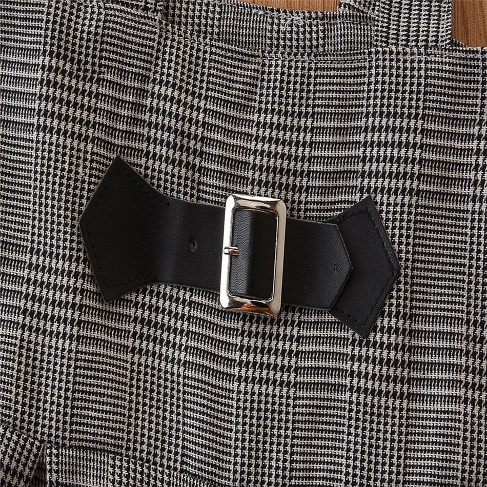 

2020 Girls Clothing Sets White Kids shirt +Plaid Wide Leg Pants Suits Children Short Sleeve Retro fashion Baby Girl Clothes 1-6T