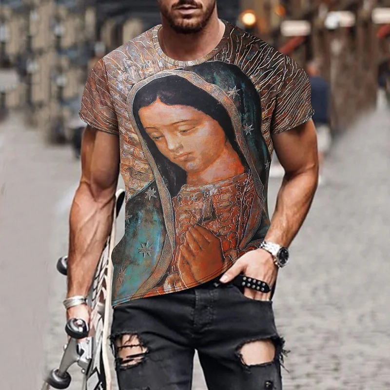 

Men's hot-selling retro short-sleeved T-shirt 3D printing ethnic Harajuku dynamic O-neck fashion clothes summer new style