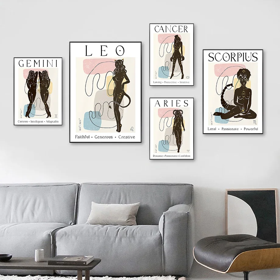Персонализированные знаки зодиака Созвездия Астрология Искусство Холст