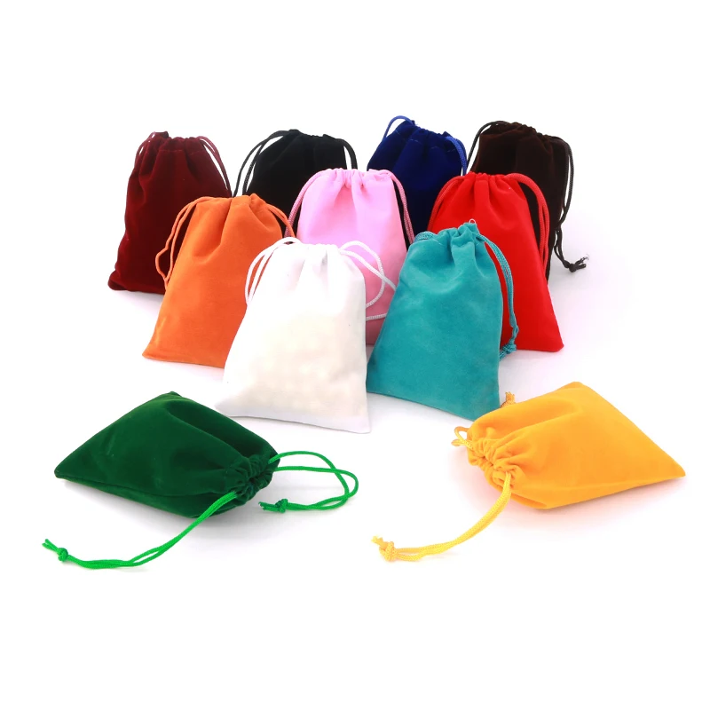 

Wholesale 5pcs/lot Jewelry Packing Velvet packaging Bags Drawstring Earring bags Pouches Customized Logo Over 100pcs Costs Extra