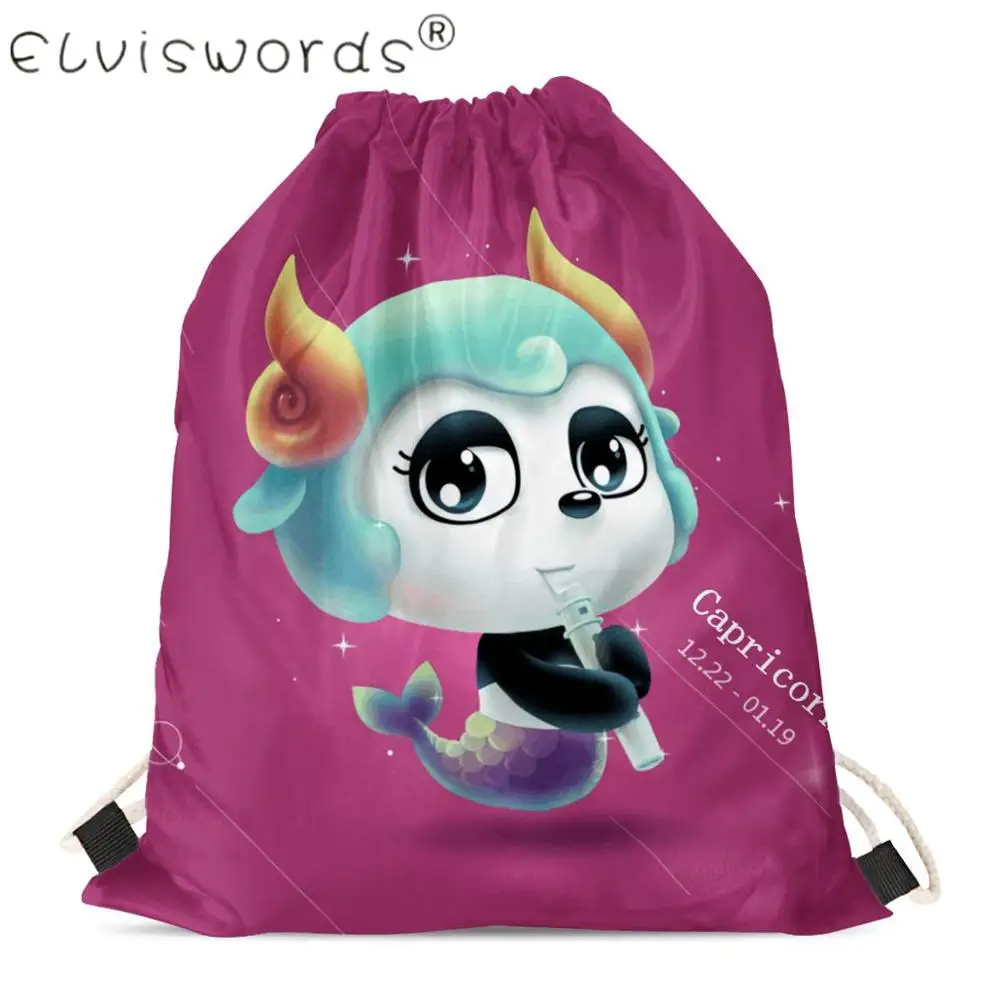 ELVISWORDS Twelve Constellation Cute Panda дизайнерские сумки на шнурке синие зеленые розовые