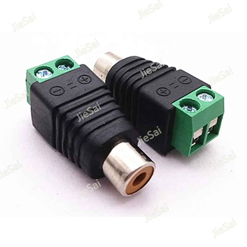 

5pcs Video Power Amplifier RCA Famale Interface Socket to Green Terminal Audio AV Connector Adapter
