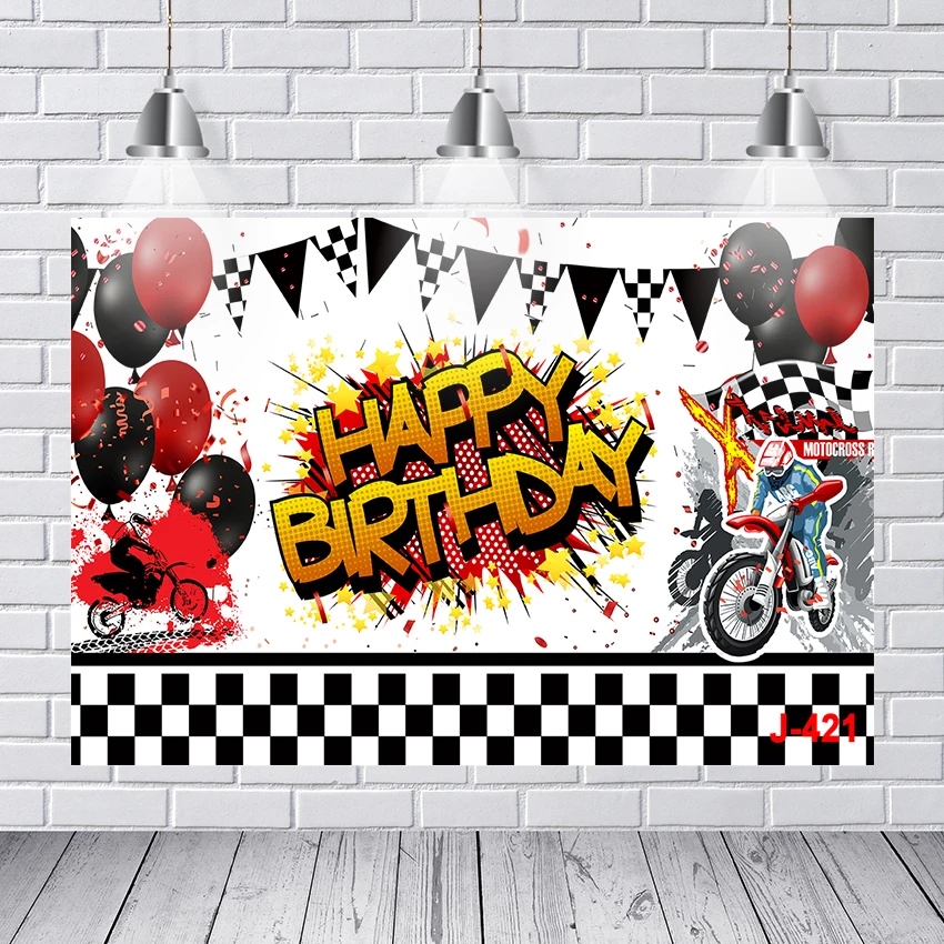 

Baby Shower Backdrops Motorcycle Rider Track Balloon Newborn Backgrounds Photography Studio Photocall Decoration Props