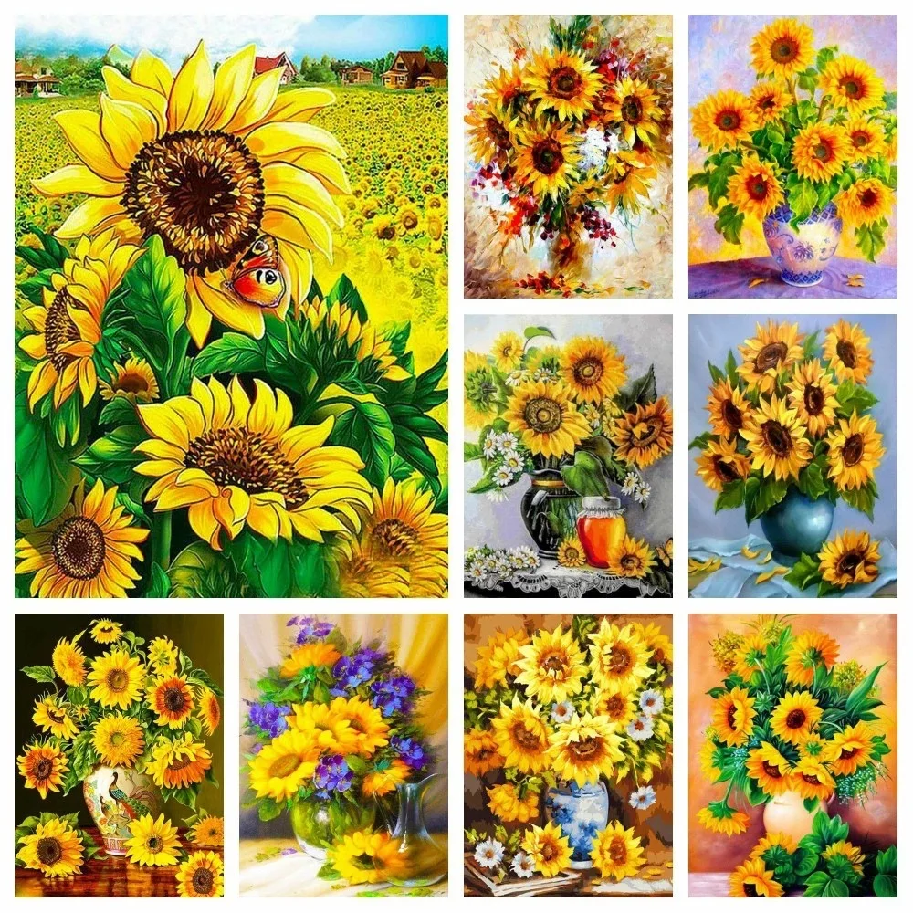 

JIEME Diamond Painting Flowers Rhinestones 5D DIY Diamond Embroidery Sunflower Cross Stitch Religion Mosaic Sale Handmade Gift