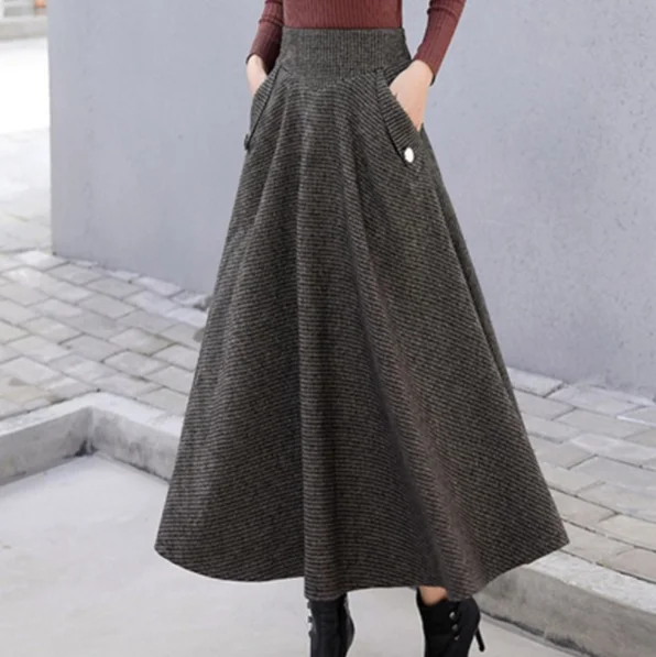 Клетчатая юбка Для женщин 2020 Демисезонный с высокой талией утолщенные