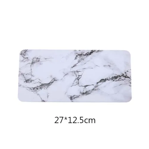White-Rectangle JINSERTA Меламиновый поднос мраморный прямоугольник десерт фруктовый торт закуски тарелка Отель Ресторан Кафе Чай Кофе поднос - Цвет: White-Rectangle