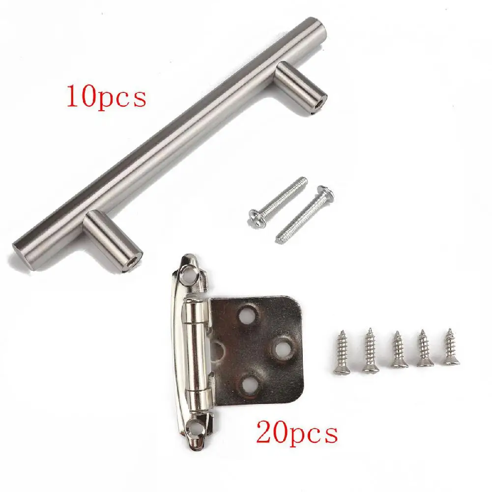 

30 pcs/set Face-Frame Hinge Satin Nickel Cabinet Hardware Handle Pull Set