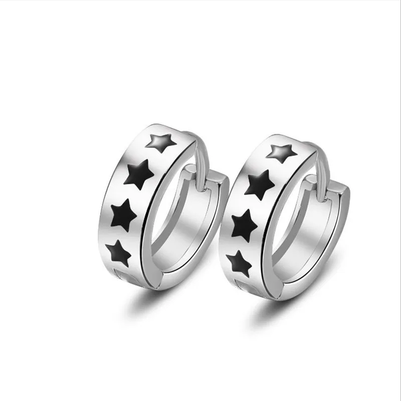 

Everoyal Charm Lady Black Star Hoop Earrings Jewelry Female Fashion 925 Sterling Silver Earrings For Women Accessories Hot