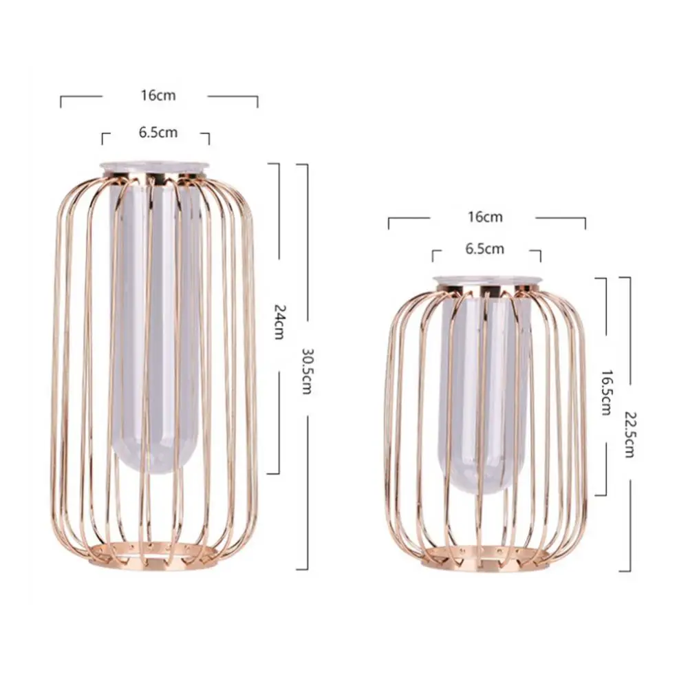 

Hot Sales Nordic Iron Vase Lantern Shape Flower Holder Table Ornament Home Wedding Decor