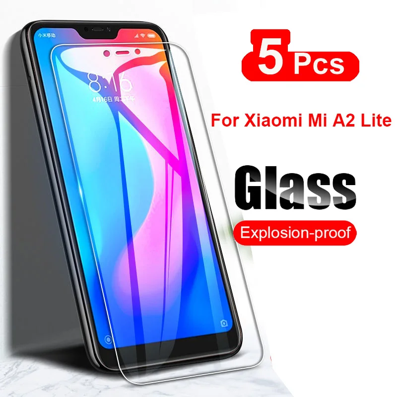 5 шт. закаленное стекло для Xiaomi Mi A2 Lite Защитная пленка экрана ударопрочное 9H