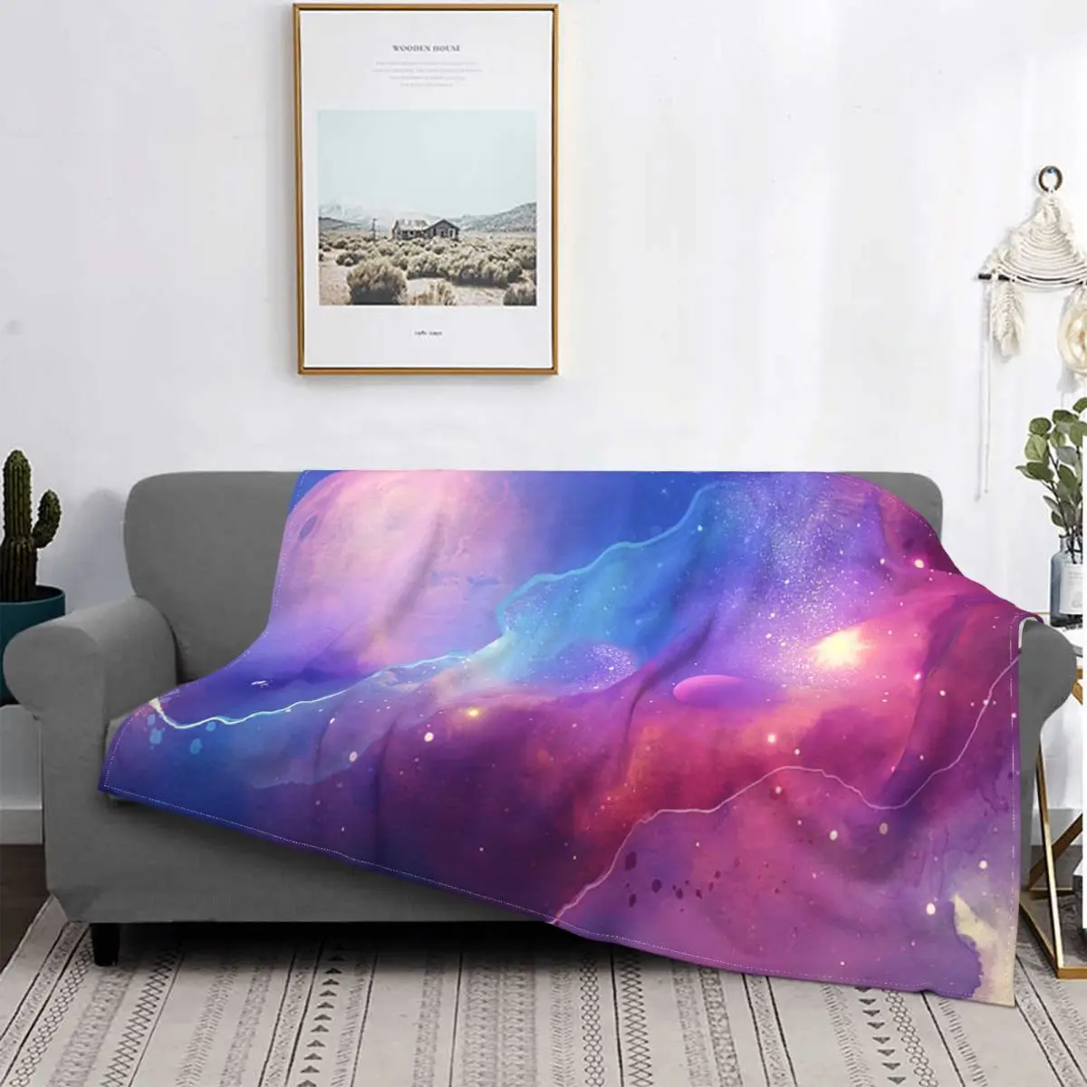 

Manta de franela para decoración de Space Dream, manta ligera multifunción de planeta astronauta de galaxia, colcha de viaje par