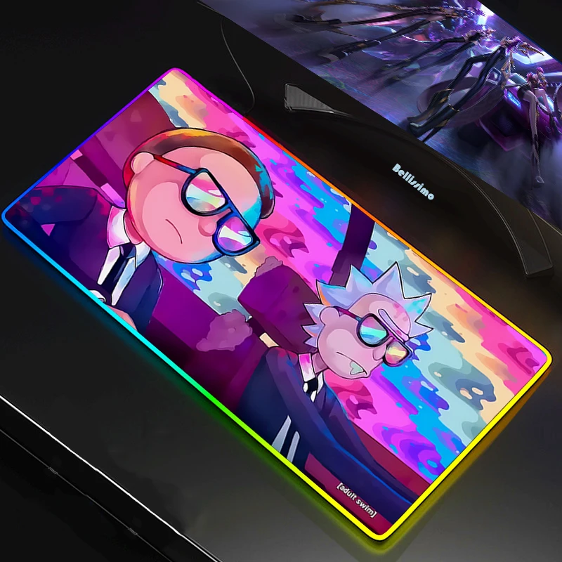 

RGB Keyboard Pad Laptop Computer PC RICK Mouse Pad Anime LED RGB Big Size Gamer Anti-slip Rubber Pad Play Mats Gaming Mousepad
