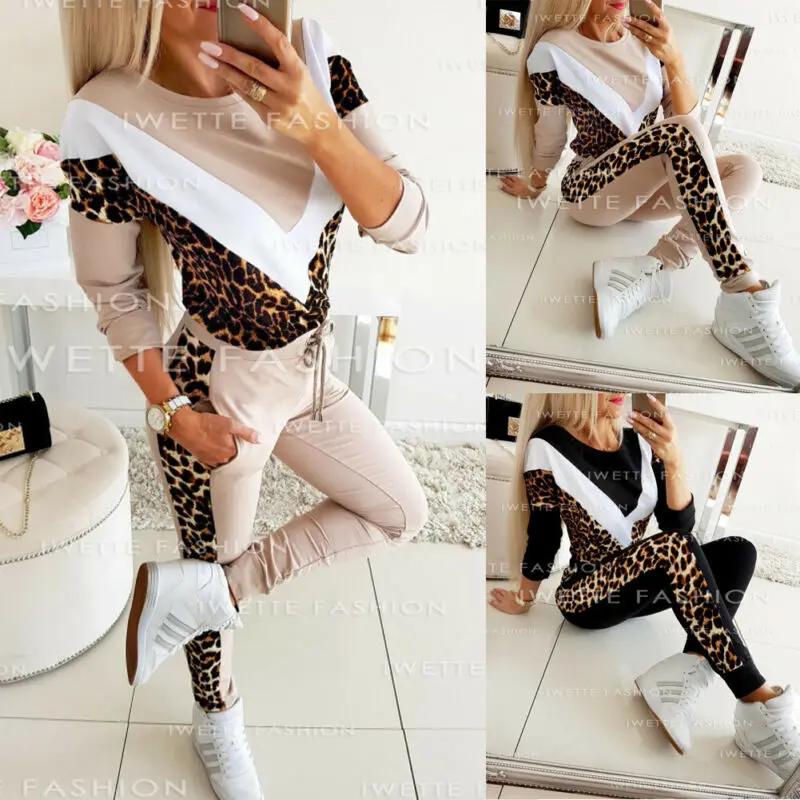 

Women Yoga Set New 2 Pcs Women Tracksuit Hoodies Long Pants Sets Sport Wear Casual Suit Patchwork Pocket String Fitness Girls