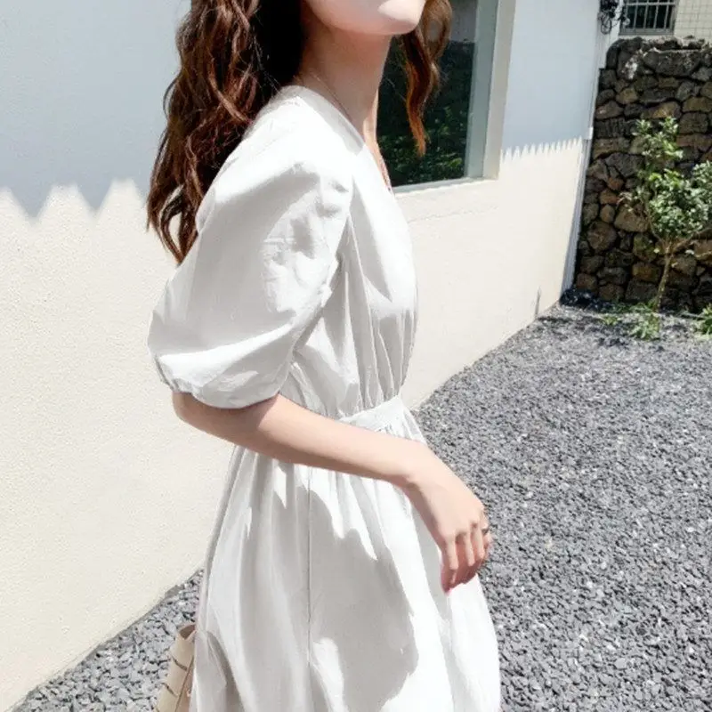 Женское Элегантное Длинное Платье Лето 2020 с v-образным вырезом и высокой талией