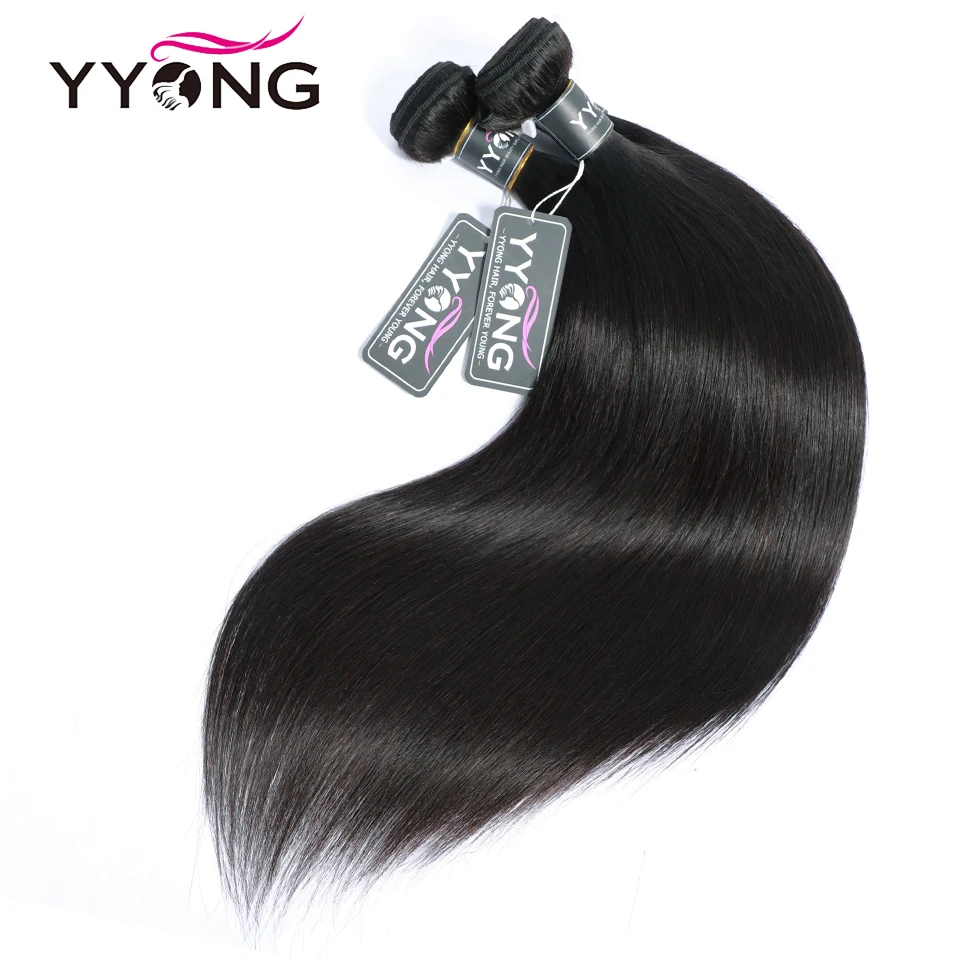 Yyong Hair Store 4x6 закрытые бразильские Прямые 3/4 пучки с закрытием Remy человеческие
