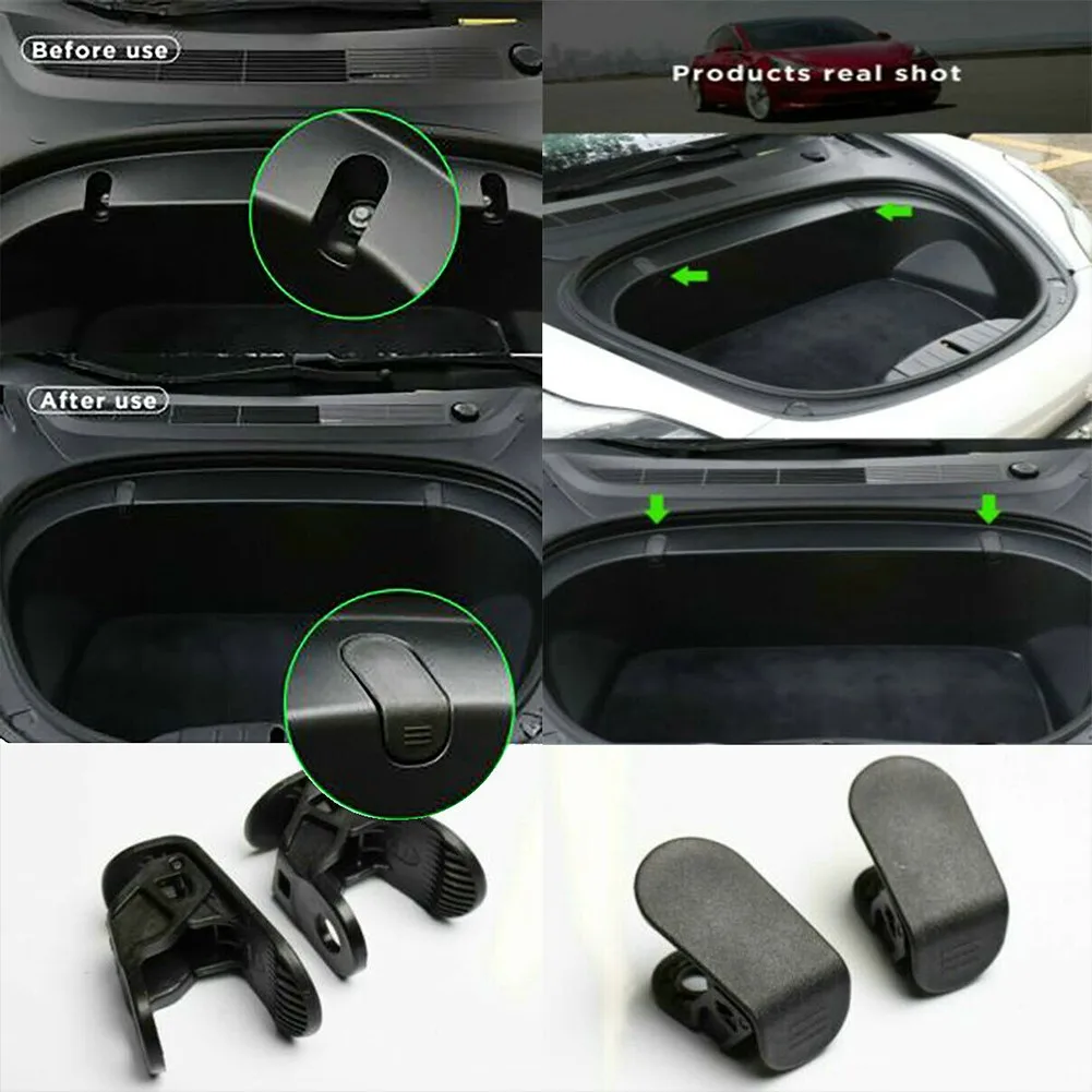 

Pair Front Spare Storage Box Trunk Hooks For Tesla Model 3 2017-2020 ABS Black High Quality Car Interior Hook