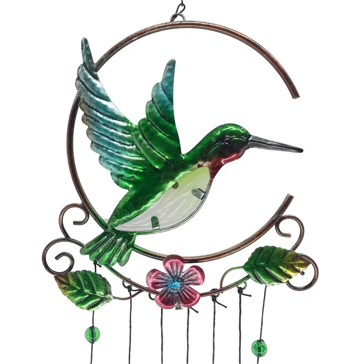 

Hummingbird Metal Wind Chimes 7-Color Glass Pendant Creative Iron Crafts Hanging Decoration Wind Bell Dream Catcher Campanula