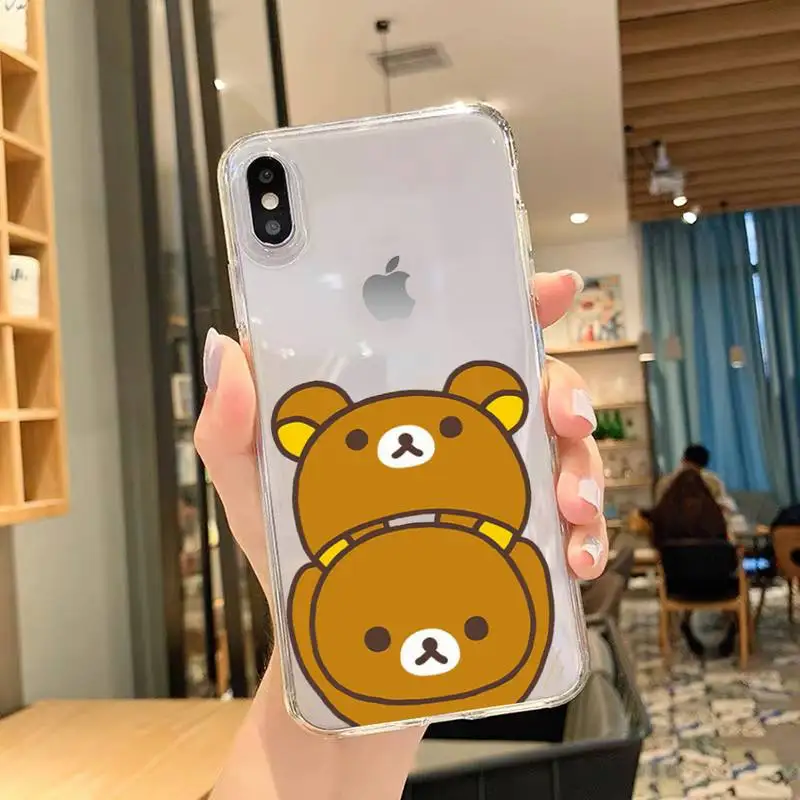 Милый чехол Rilakkumas для телефона iPhone 11 12 Mini 13 Pro XS Max X 8 7 6s Plus 5 SE XR прозрачный |
