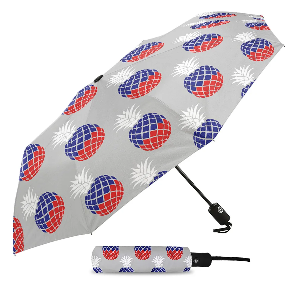 Красный синий белый ананас серый складной автоматический зонт роскошный для