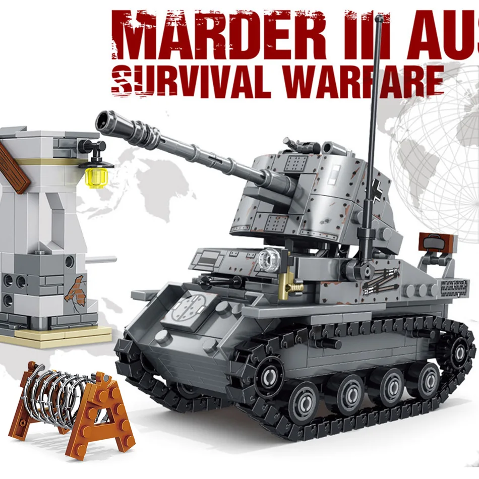 479 шт. GE военные Marder III доставку в Австралию F.H Танк строительные блоки WW2 с 4 Солдат