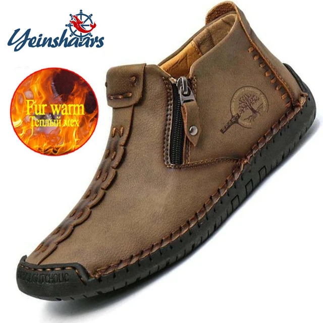 

Brand Hand-stitching Leather Shoes Men Sneakers Casual Slip On Loafers Men Zip Soft Leather Men Shoe Hot Sale Zapatillas Hombre