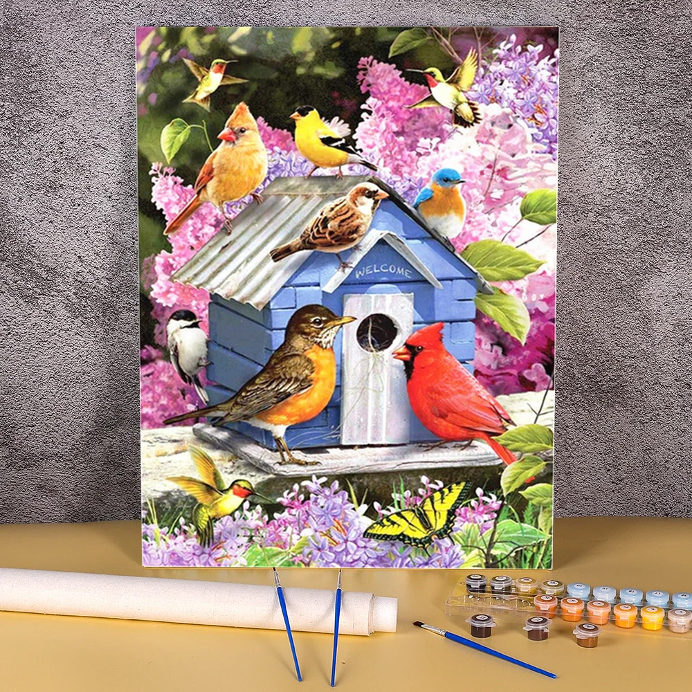 Птицы Раскраска по номерам живопись посылка акриловых красок 50*70 холст картины