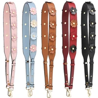luxury diy handbag strap pu leather flower women bag shoulder straps for handbags casual replacement straps for bags 2021