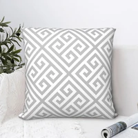 greek key silver gray diagonal patter square pillowcase cushion cover spoof zip home decorative polyester for sofa simple4545cm