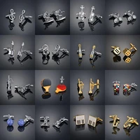 new fashion copper entertainment hobbies cufflinks for mens french shirt suit musical notes piano guitar cuff button hot sale