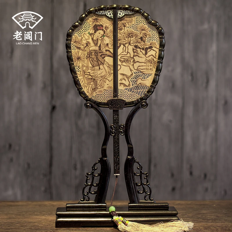 

Древних способов, расположенный в г. Сучжоу, Китай (материк) Круглый Вентилятор выдалбливать Веер "Мандарин" Коллекционирование-Автограф gourd...