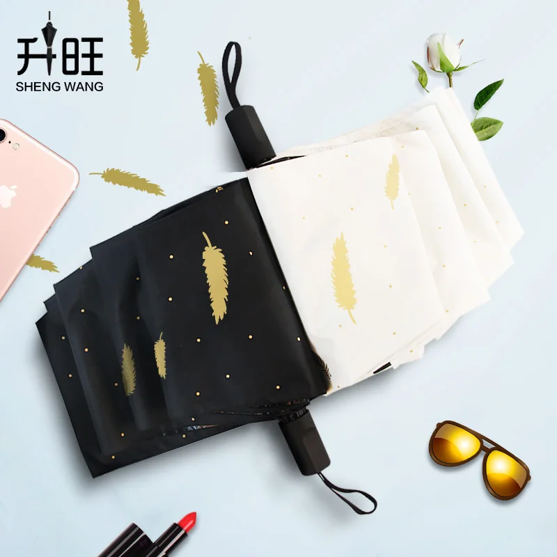 

Small fresh umbrella folding sunny rain dual-use sunscreen sun creative reinforced vinyl sunshade UV-proof women