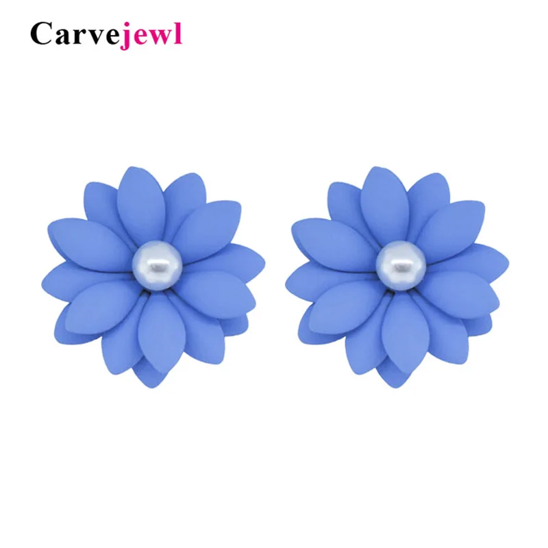 Серьги гвоздики Carvejewl в форме цветка серьги с резиновым покрытием для женщин