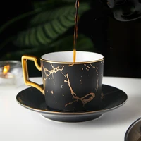 creative marbling coffee cup ceramic water mug home ceramic black tea cup saucer latte coffee cup and saucer set sent spoon