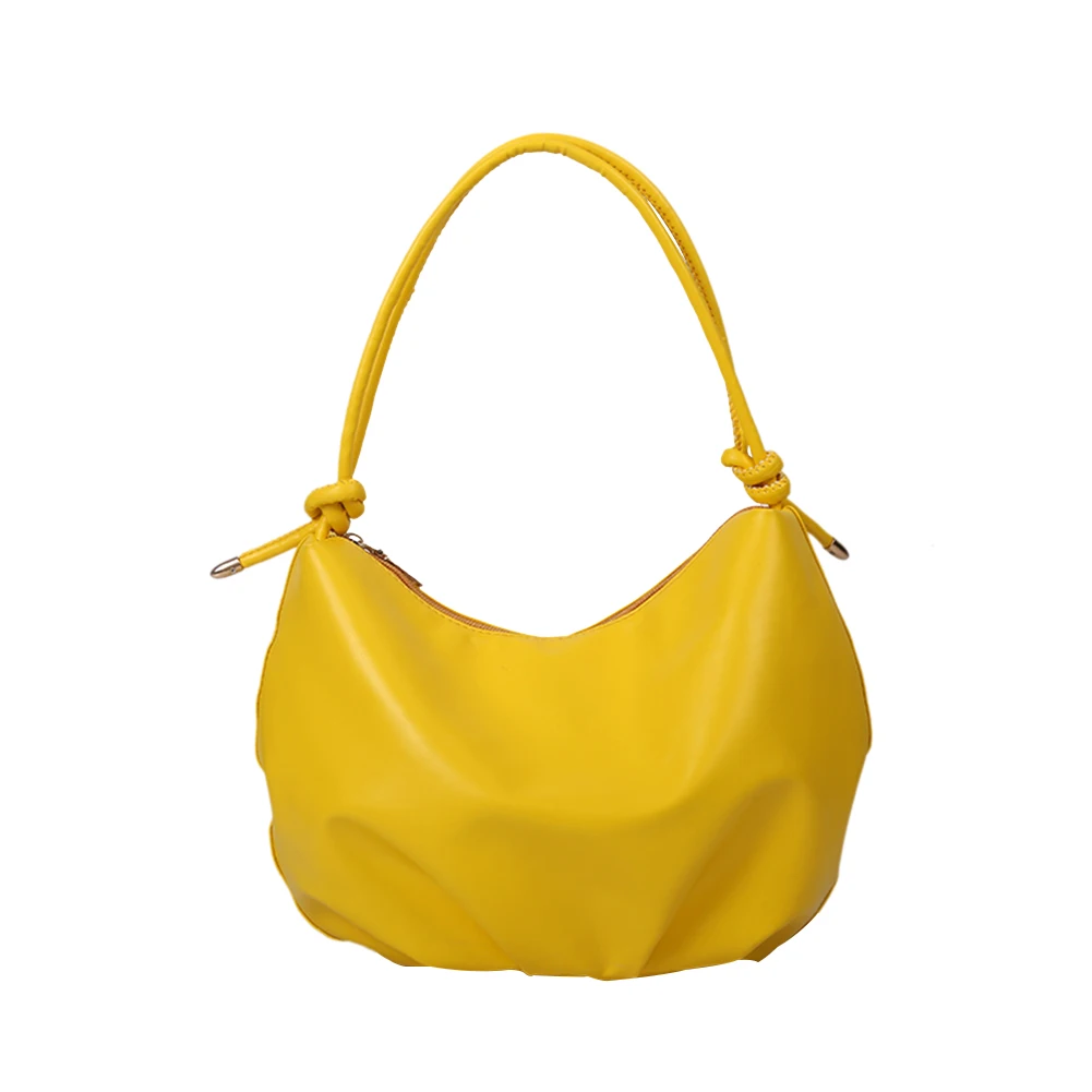

Youth Ladies Simple Versatile Bag Simple PU Solid Color Shoulder Handbags Casual Lady Pleaded Travel Crossbody Bag